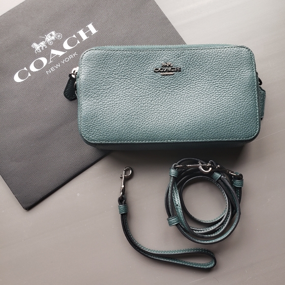 Coach Handbags - Coach Convertible Wristlet Crossbody Green Double Zipper